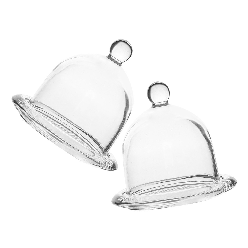 Plastic Dome Clear - 2 stuks glazen mini taartstandaard, nieuwjaarsfeest,